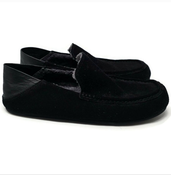 Vince Gino 2 Suede Leather Shearling Lined House Slipper Black Men's 8 - Picture 1 of 12